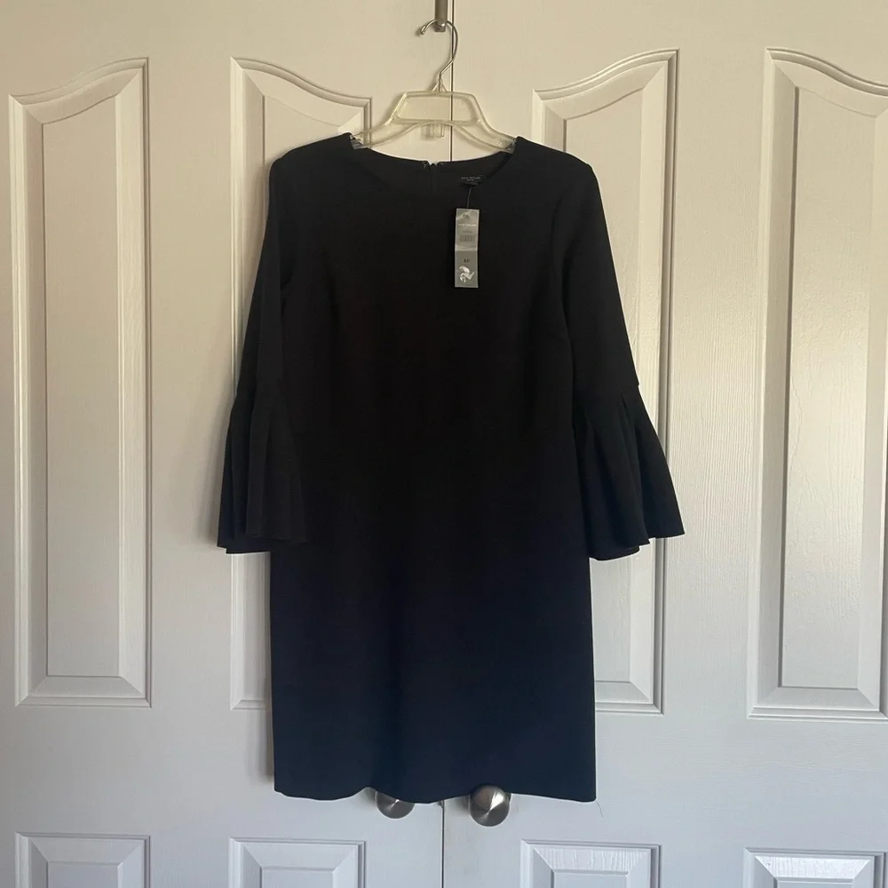 Ann Taylor Black Bell Sleeve A line Shift Dress 8P NWT - Picture 4 of 16